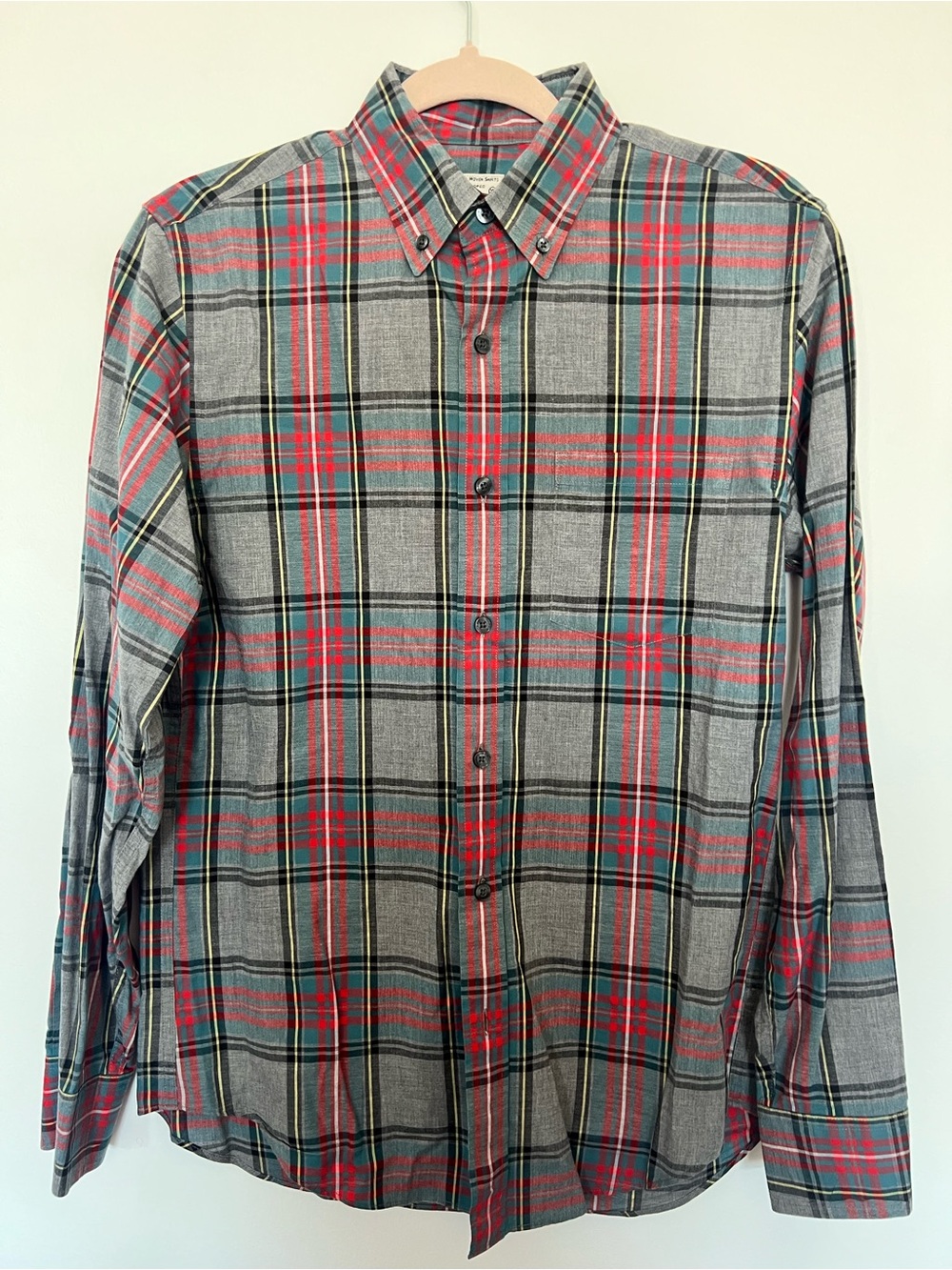 Classic J. Crew men’s Gray & Red Plaid Button-Down Shirt - size XS